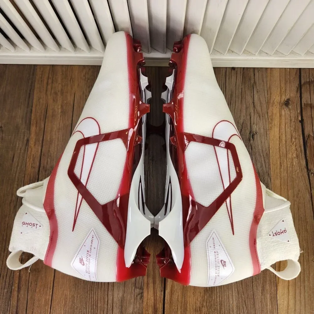 Nike Alpha Menace Elite 3 Mens Size 12.5 White Red Football Cleats DM1792-100